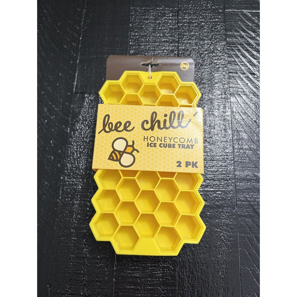 Bee Chill Ice Cube Mold Trays Honeycomb Pattern Silicone 2 Pack